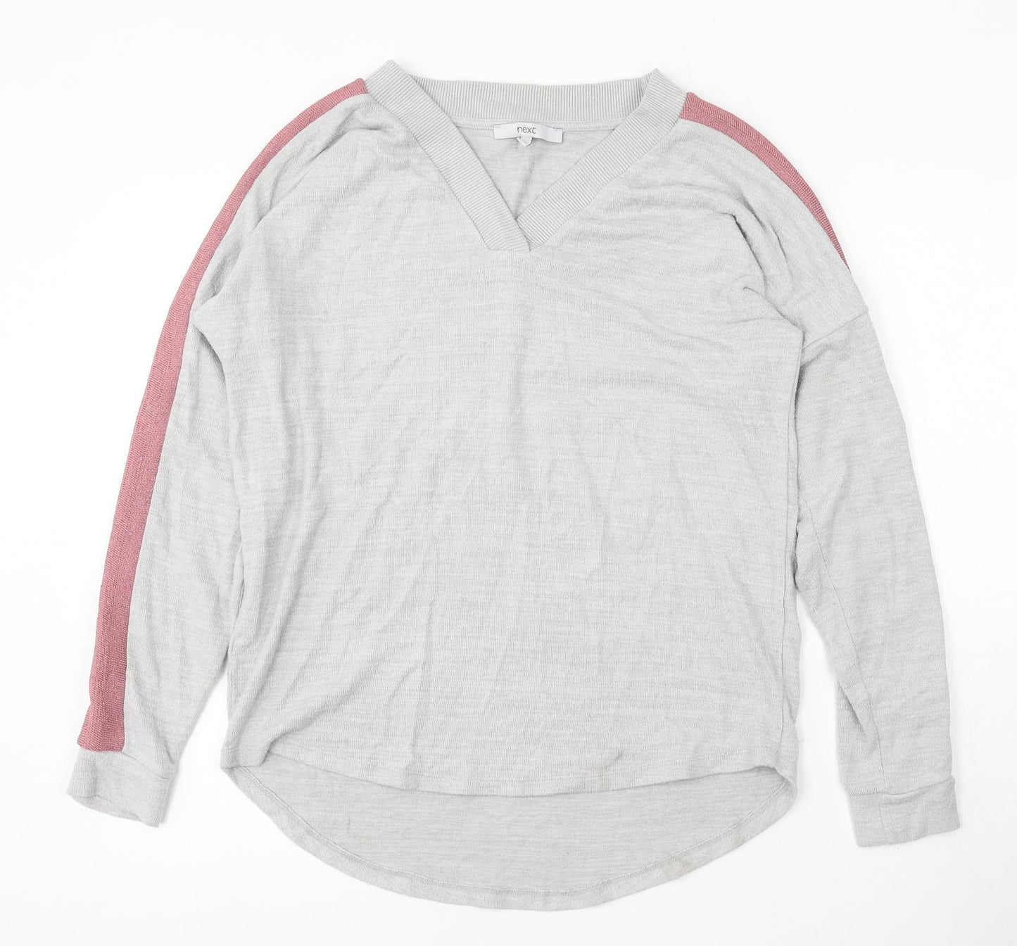 NEXT Womens Grey V-Neck Viscose Pullover Jumper Size 12