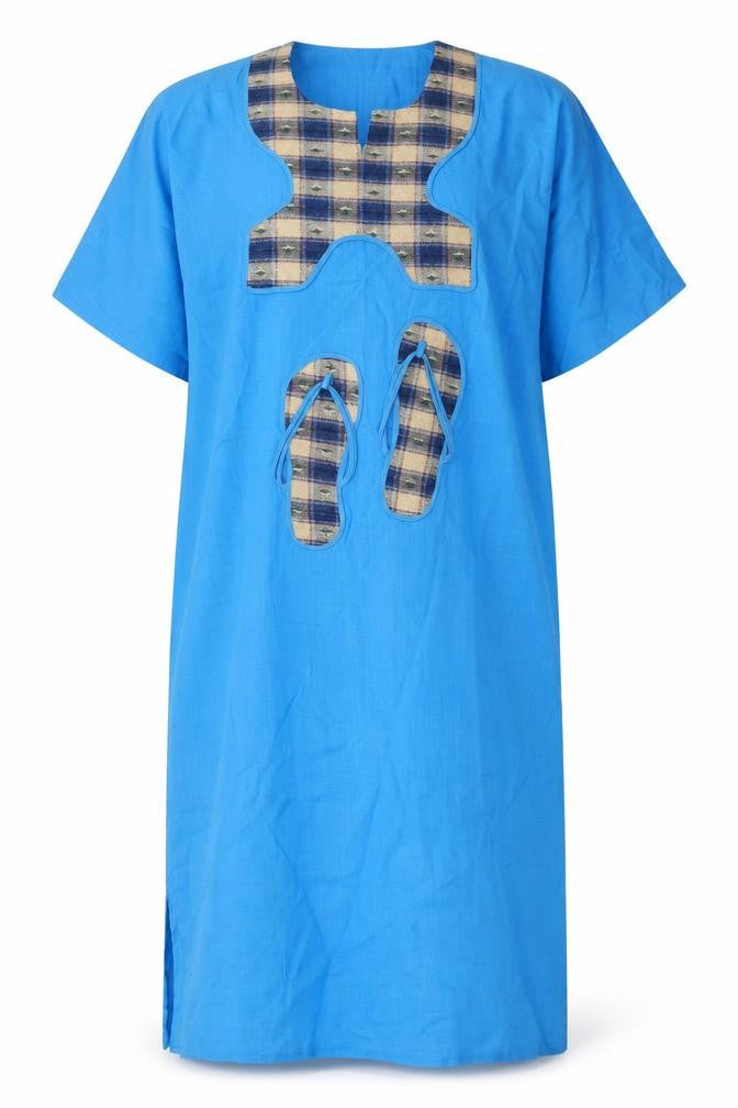 Preworn Womens Blue Check Polyester T-Shirt Dress Size XL Square Neck