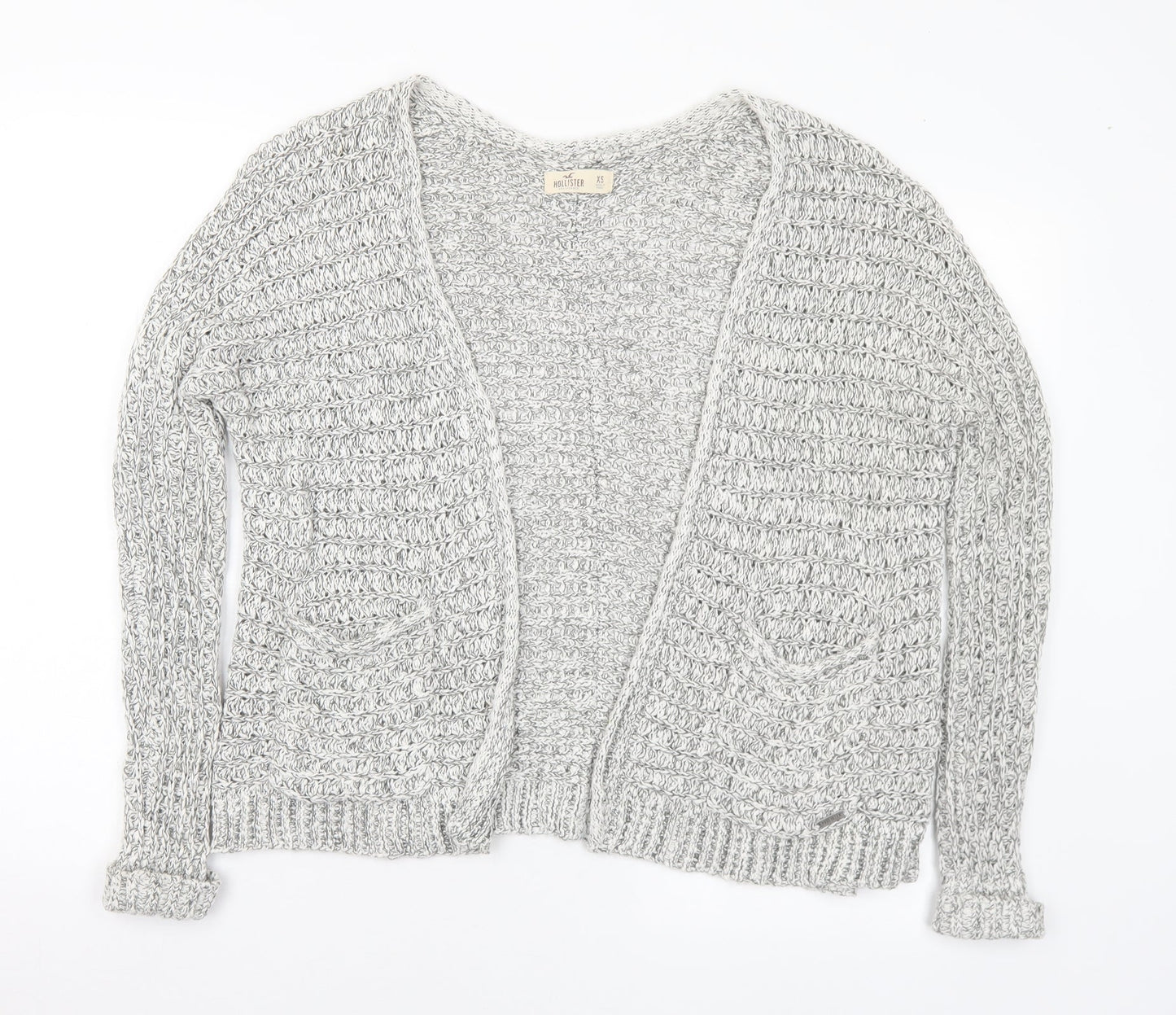 Hollister Womens Grey V-Neck Cotton Cardigan Jumper Size XS