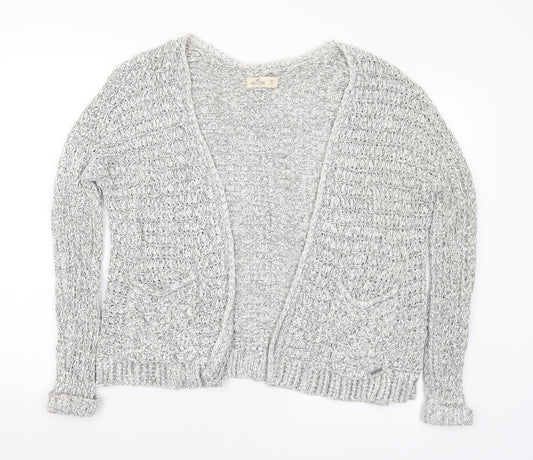 Hollister Womens Grey V-Neck Cotton Cardigan Jumper Size XS