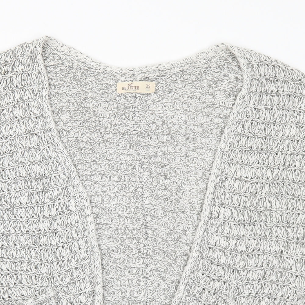Hollister Womens Grey V-Neck Cotton Cardigan Jumper Size XS