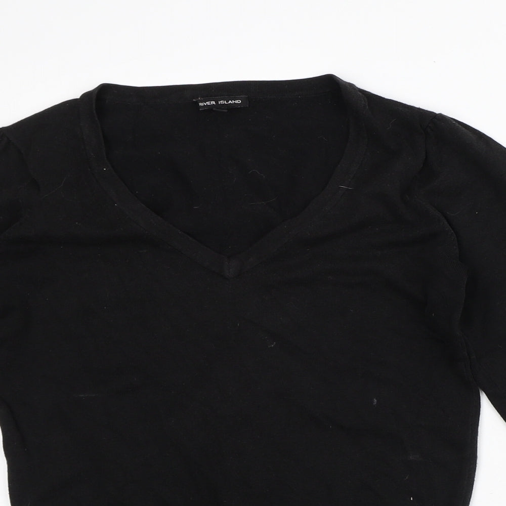 River Island Womens Black Viscose Pullover Sweatshirt Size 8