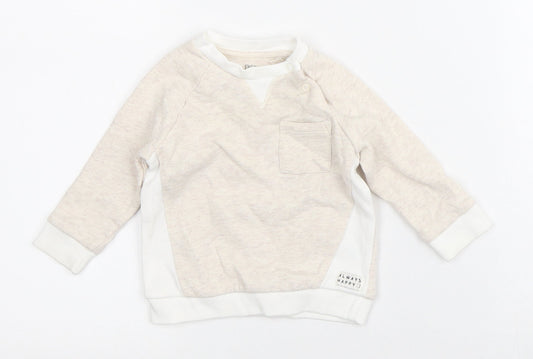 Fred & Flo Baby Beige Striped Cotton Pullover Jumper Size 3-6 Months