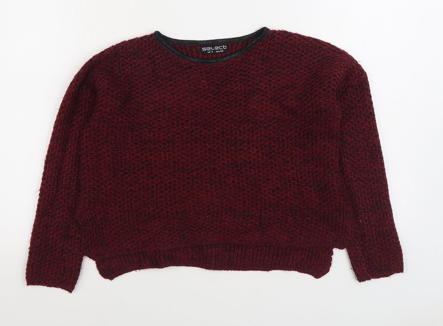 Select Womens Red Boat Neck Acrylic Pullover Jumper Size 6