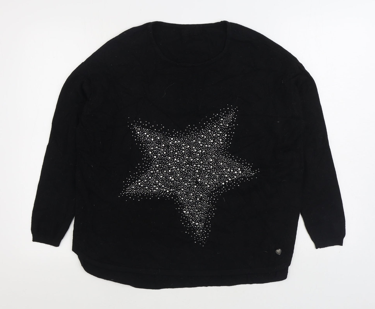 Preworn Womens Black Round Neck Viscose Pullover Jumper Size S