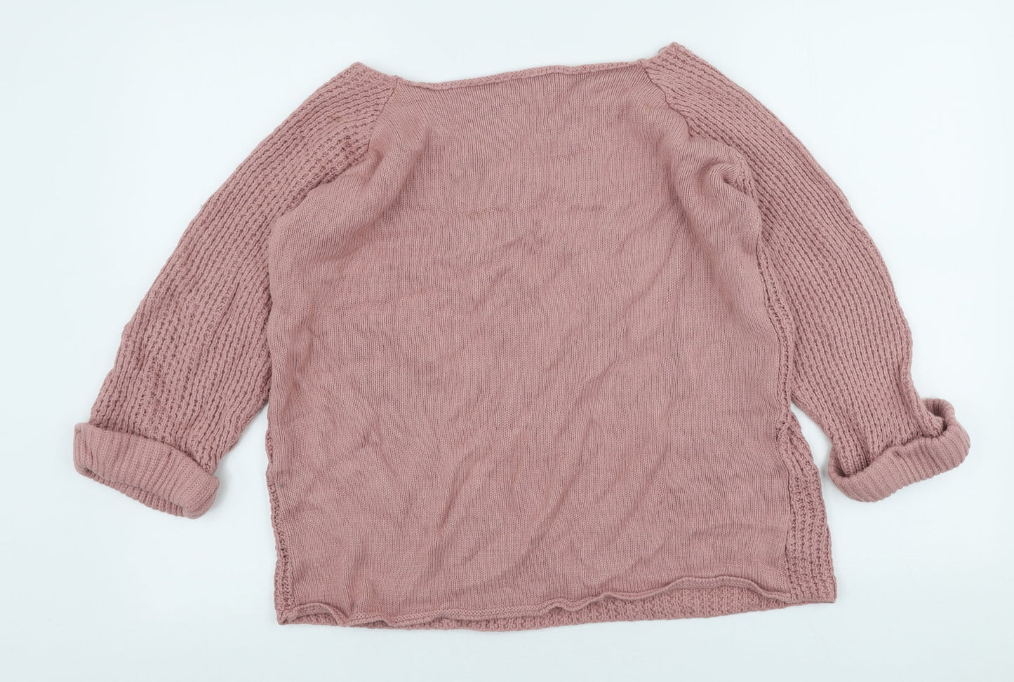 Bonmarche Womens Pink Scoop Neck Acrylic Pullover Jumper Size 16