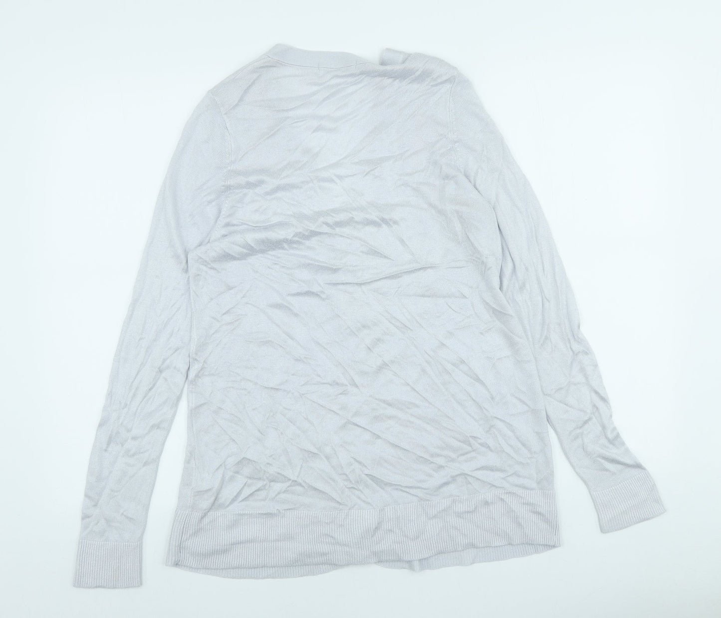 Marks and Spencer Womens Grey V-Neck Acrylic Cardigan Jumper Size 14