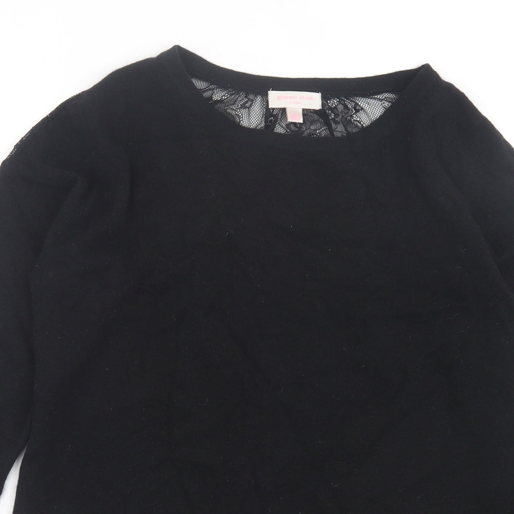 Gharani Strok Womens Black Crew Neck Polyester Pullover Jumper Size 14