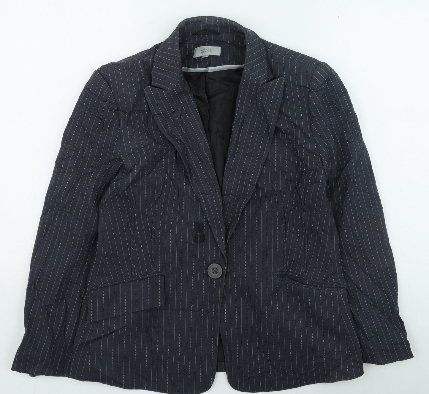 Marks and Spencer Womens Grey Striped Jacket Size 14