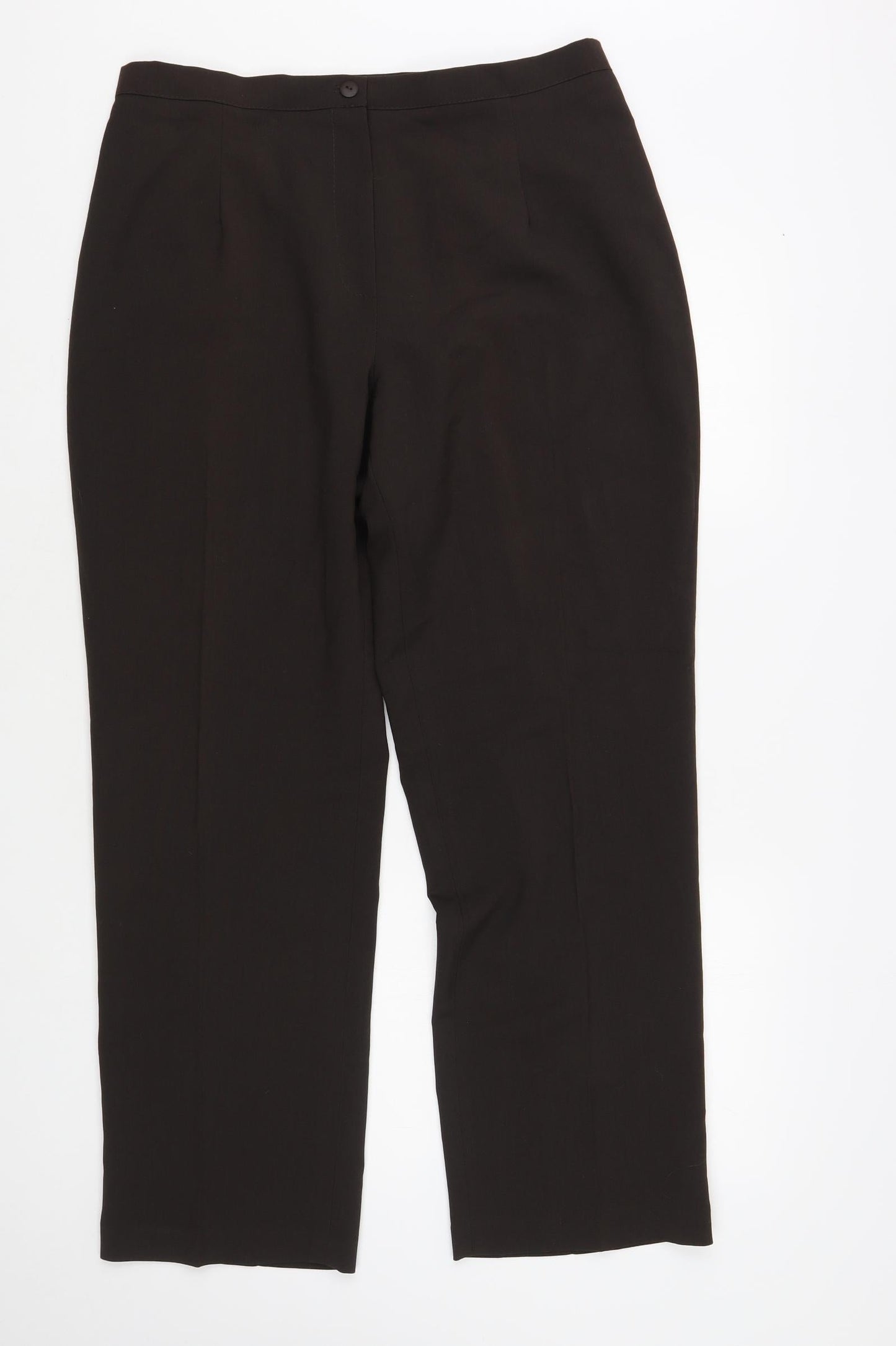 BASSINI Womens Brown Polyester Trousers Size 16 L30 in Regular Button