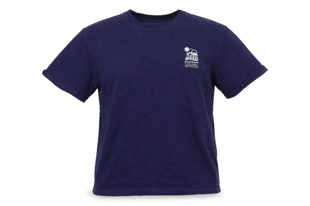 Tunni Womens Blue Cotton Basic T-Shirt Size M Crew Neck - Bondi Beach