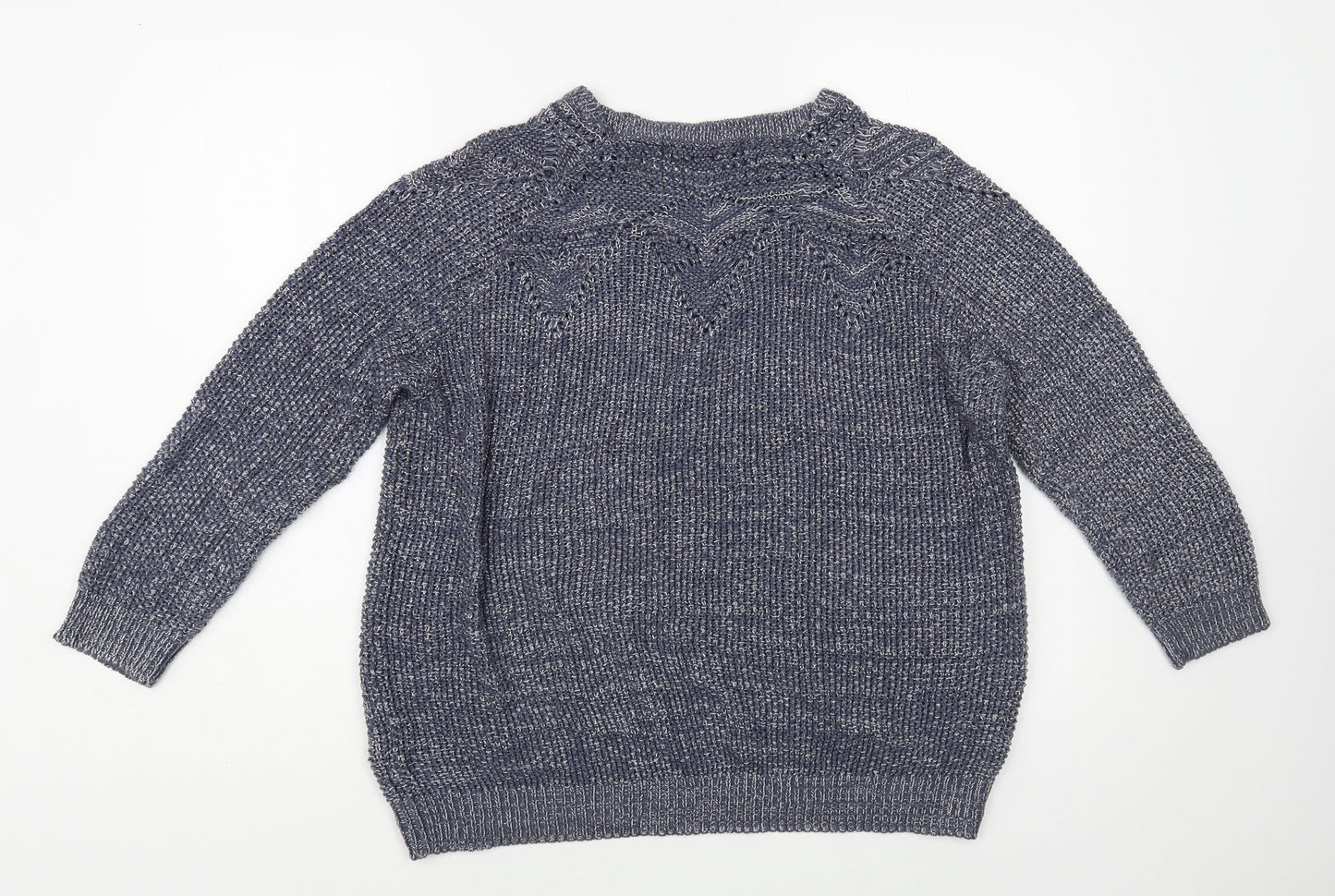 Principles Womens Blue Crew Neck Acrylic Pullover Jumper Size 16
