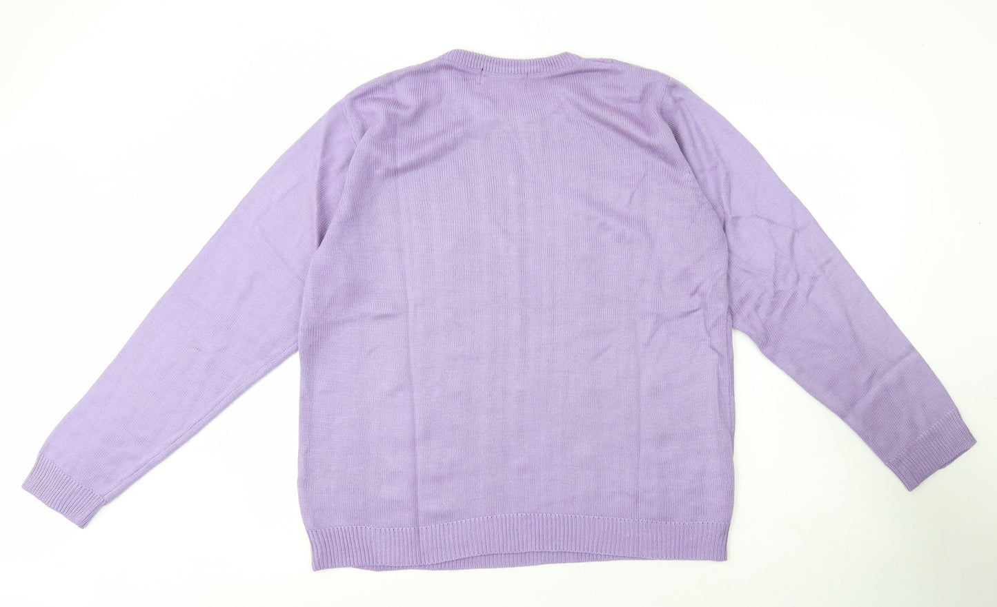 Akal Collection Womens Purple Round Neck Acrylic Pullover Jumper Size L