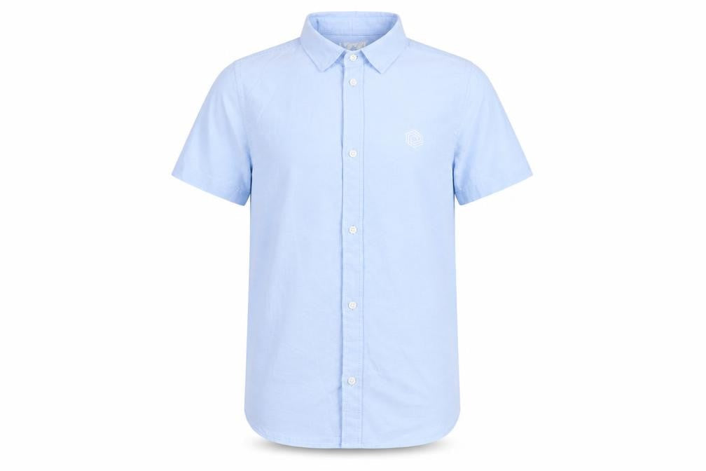 F&F Boys Blue 100% Cotton Jersey Button-Up Size 10-11 Years Collared Button