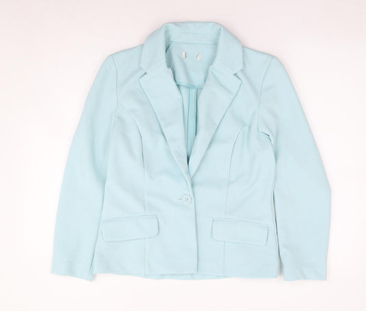 Preworn Womens Green Polyester Jacket Suit Jacket Size 10