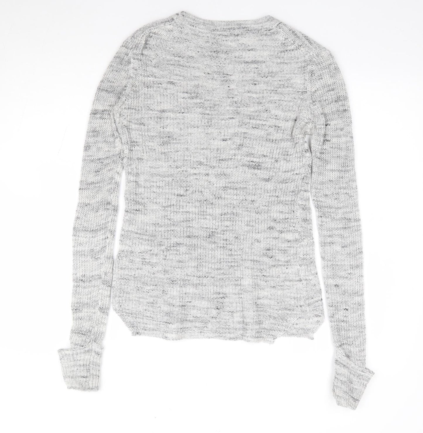 Pull & Bear Womens Grey Round Neck Polyester Pullover Jumper Size S