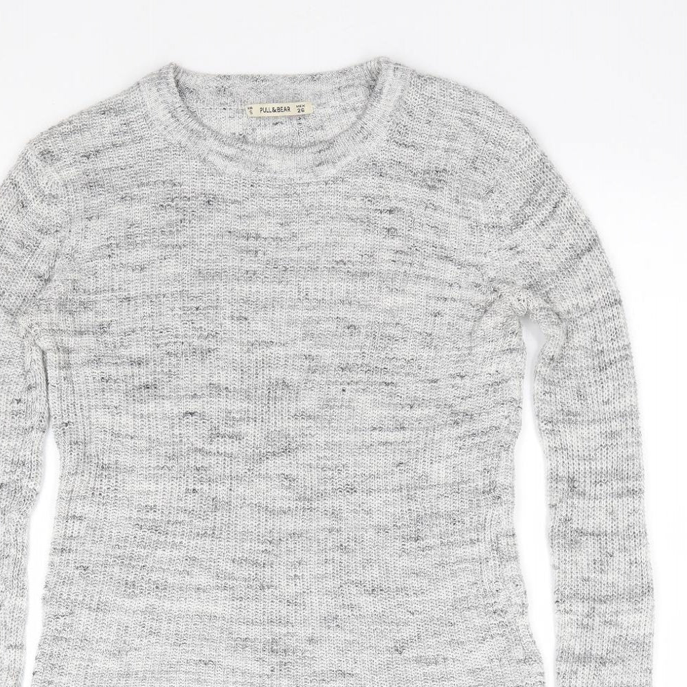 Pull & Bear Womens Grey Round Neck Polyester Pullover Jumper Size S