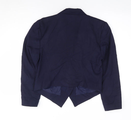 Preworn Womens Blue Polyester Jacket Suit Jacket Size 12