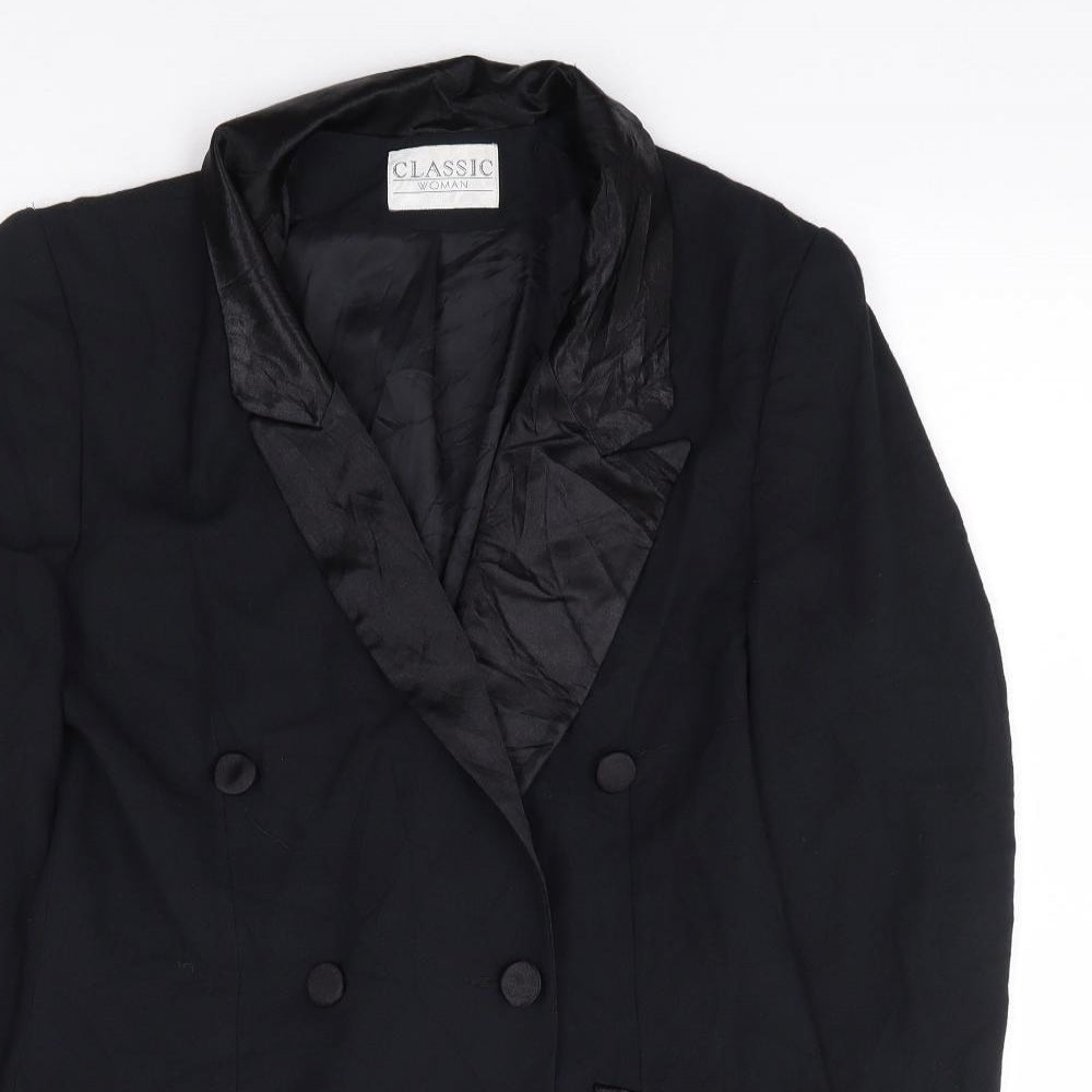 Classic Woman Womens Black Polyester Jacket Suit Jacket Size 12