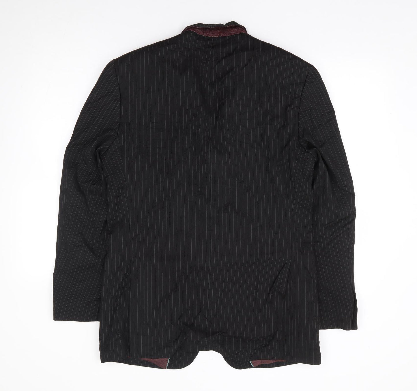 Tom English Mens Black Striped Polyester Jacket Suit Jacket Size 38