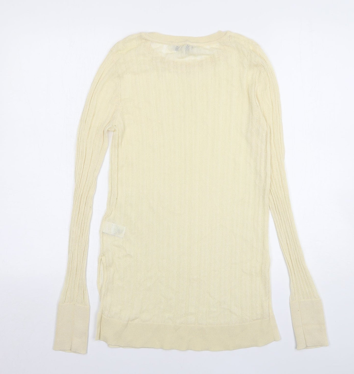 NEXT Womens Beige Round Neck Viscose Pullover Jumper Size 10