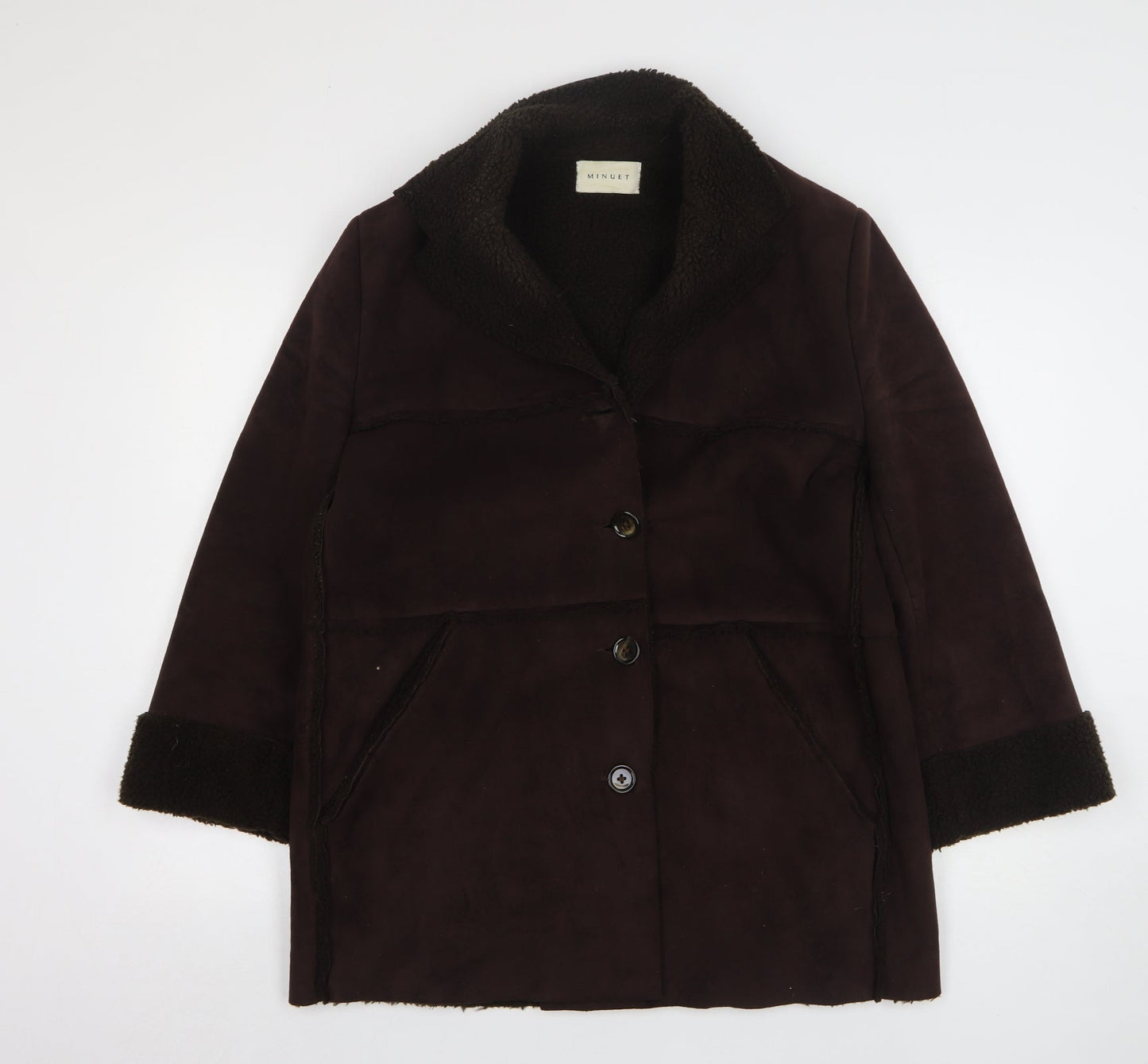 Minuet Womens Brown Overcoat Coat Size 12