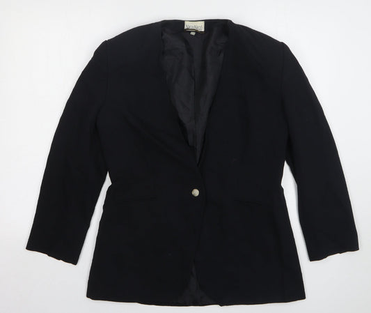NicoNico Womens Black Polyester Jacket Blazer Size 12