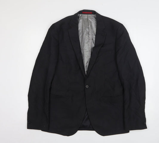 Ventuno 21 Mens Black Striped Polyester Jacket Suit Jacket Size 38