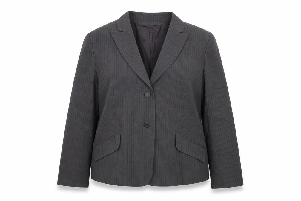 Marks and Spencer Womens Grey Striped Polyester Jacket Suit Jacket Size 18