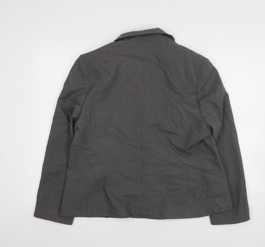Marks and Spencer Womens Grey Striped Polyester Jacket Suit Jacket Size 18