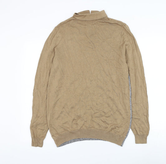 River Island Mens Brown Collared Viscose Pullover Jumper Size M