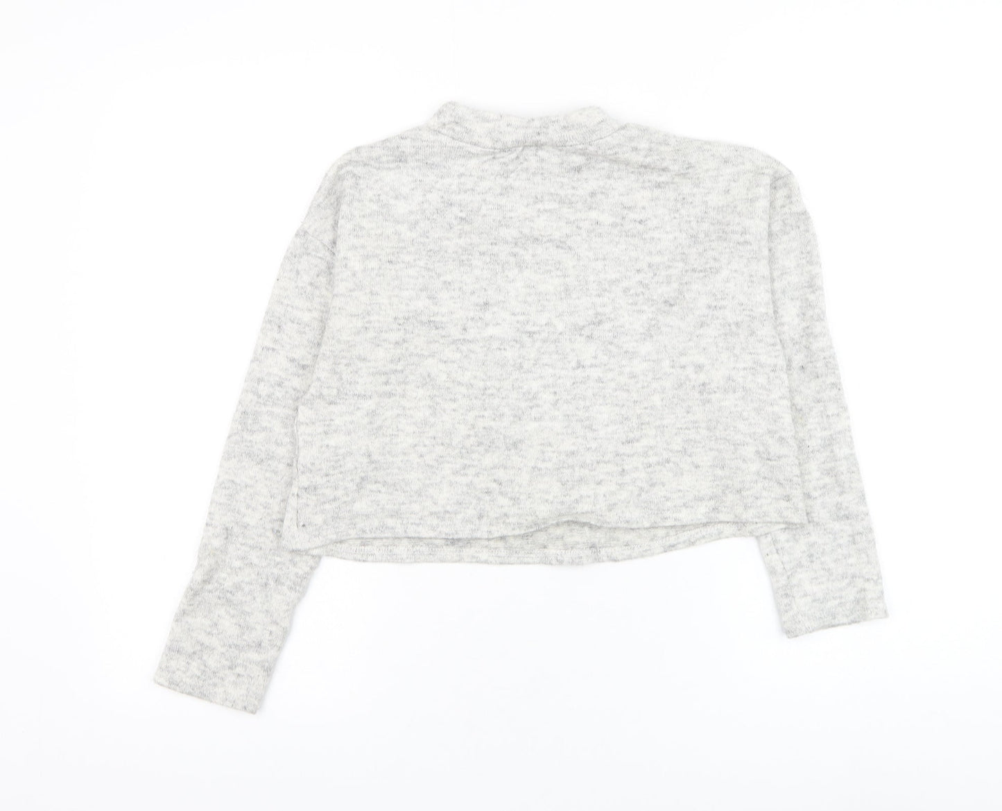 New Look Womens Grey Mock Neck Acrylic Pullover Jumper Size 8