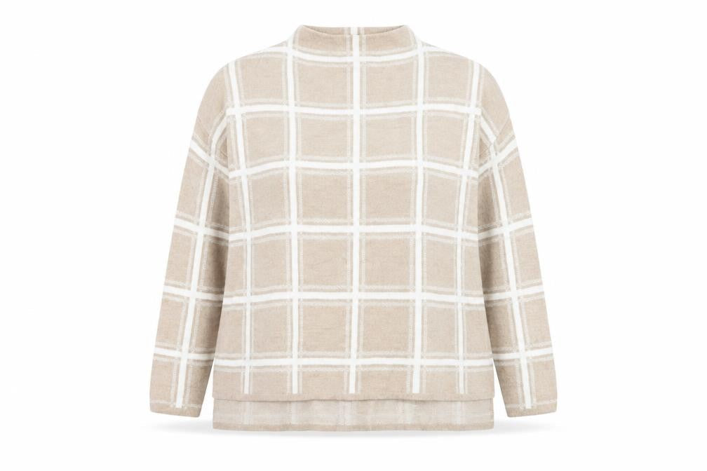 Marks and Spencer Womens Brown Round Neck Check Acrylic Pullover Jumper Size 20