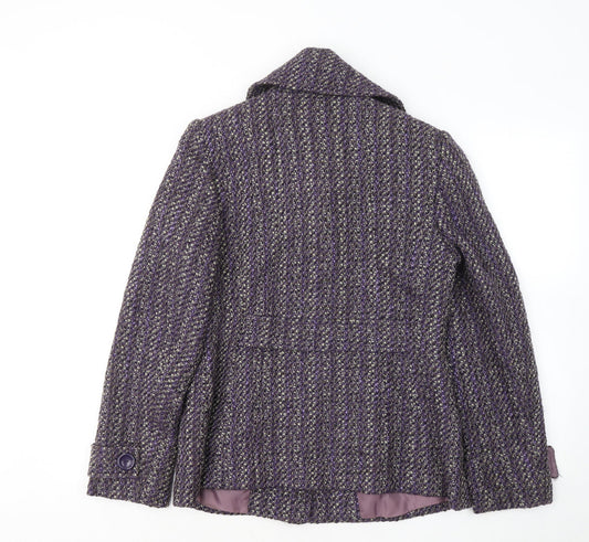 George Womens Purple Geometric Jacket Coatigan Size 8