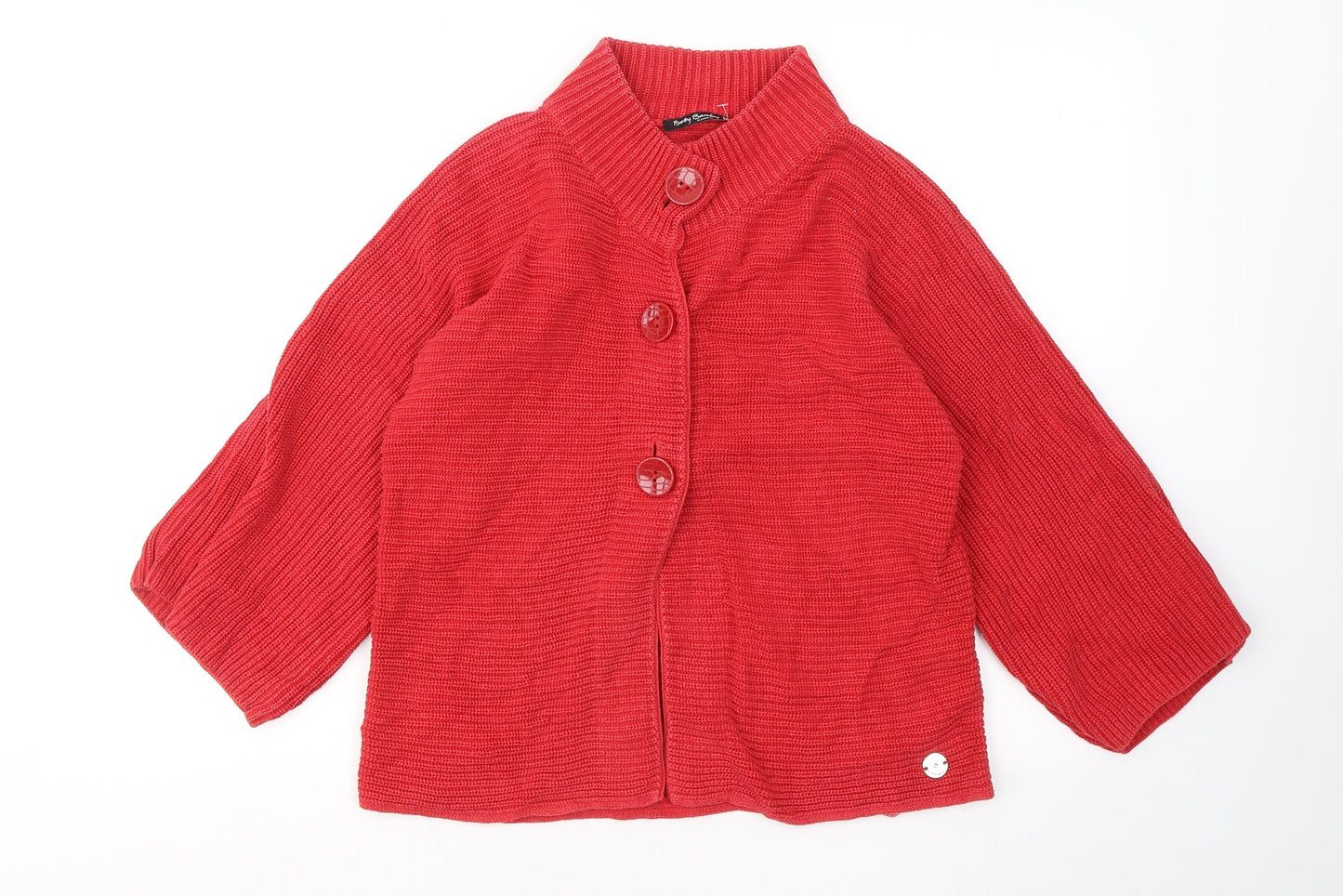 Betty Barclay Womens Red Round Neck Cotton Cardigan Jumper Size 8