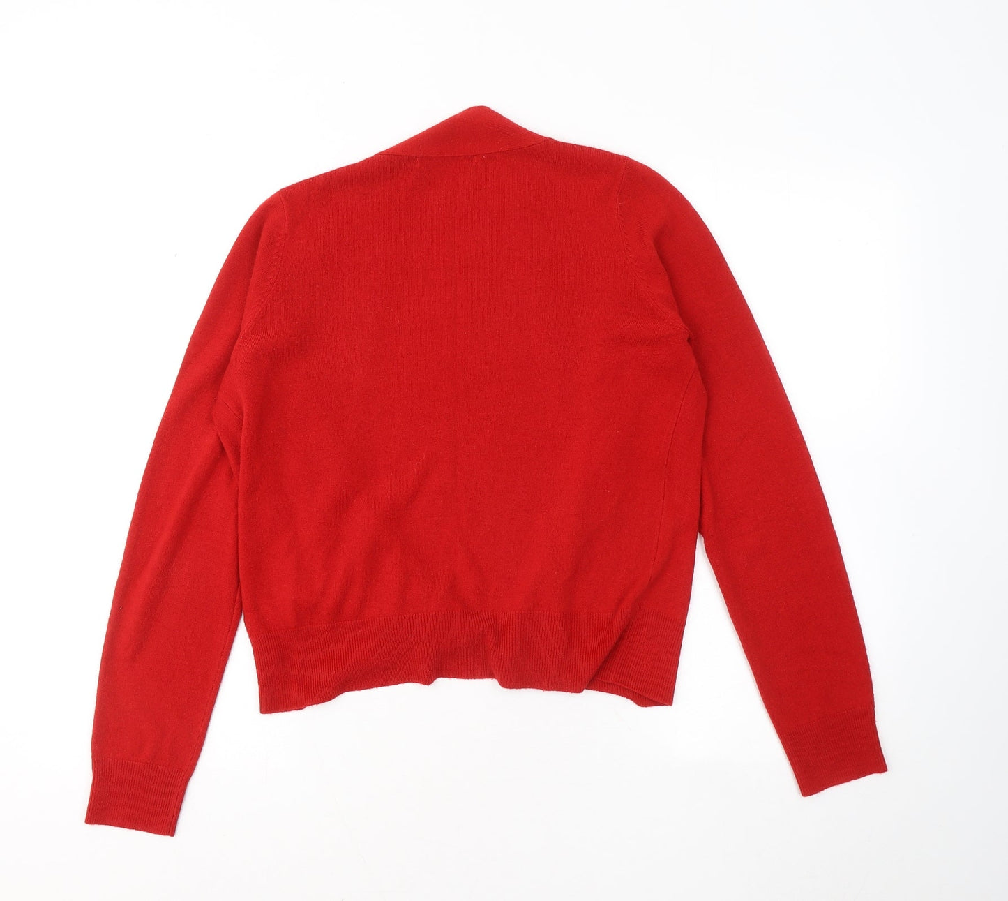 Marks and Spencer Womens Red V-Neck Acrylic Pullover Jumper Size 12
