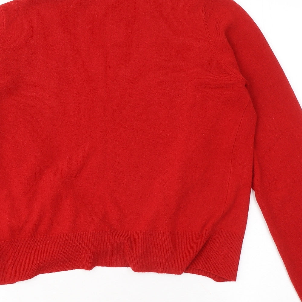 Marks and Spencer Womens Red V-Neck Acrylic Pullover Jumper Size 12