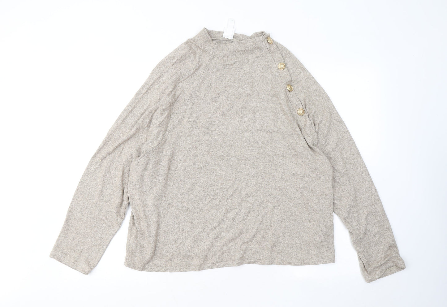 H&M Womens Beige Round Neck Viscose Pullover Jumper Size L