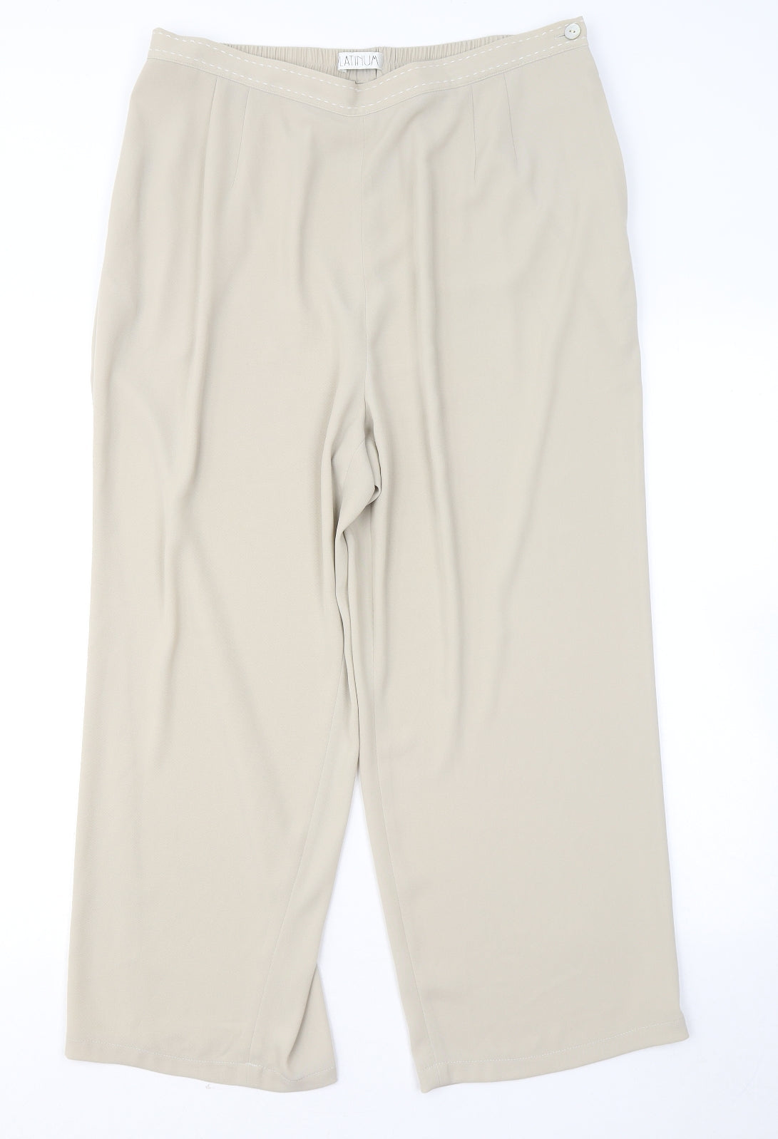 Platinum Womens Beige Polyester Trousers Size 18 L25 in Regular