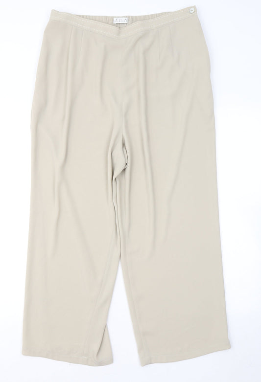 Platinum Womens Beige Polyester Trousers Size 18 L25 in Regular