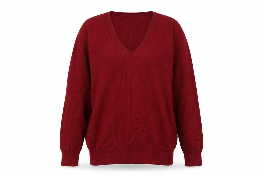 Zara Womens Red V-Neck Cotton Pullover Jumper Size XL