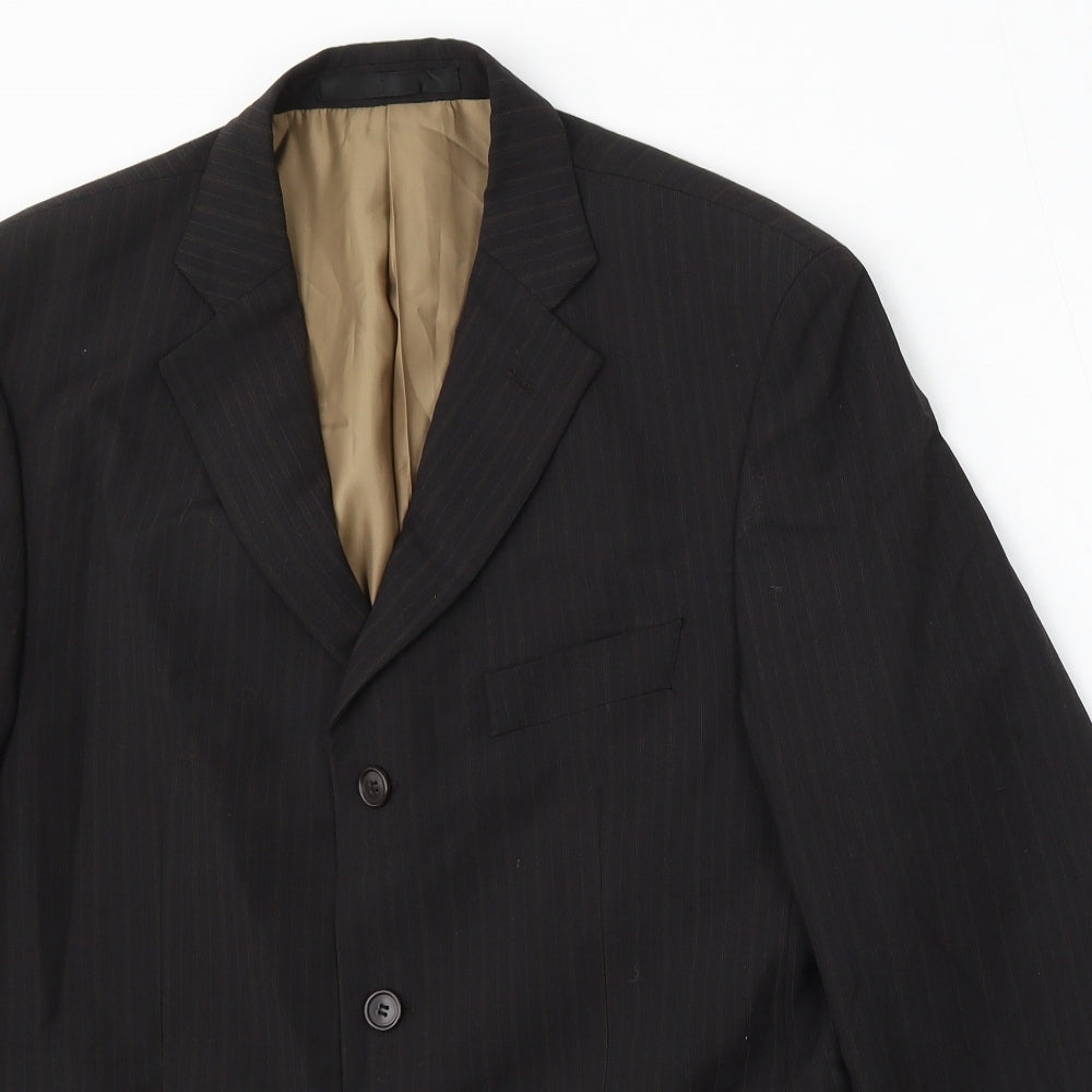 Impressions Mens Black Striped Polyester Jacket Suit Size 40