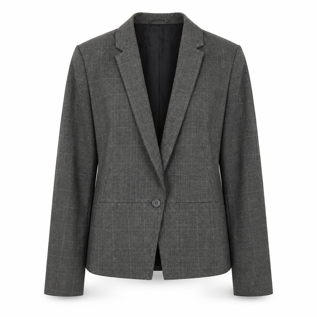 Marks and Spencer Womens Grey Plaid Polyester Jacket Suit Size 14