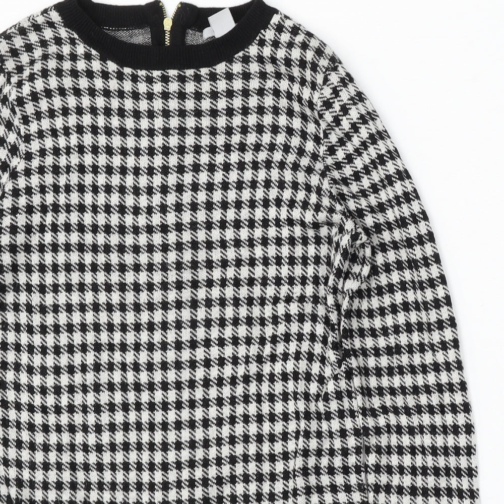 H&M Womens Multicoloured Round Neck Houndstooth Viscose Pullover Jumper Size S