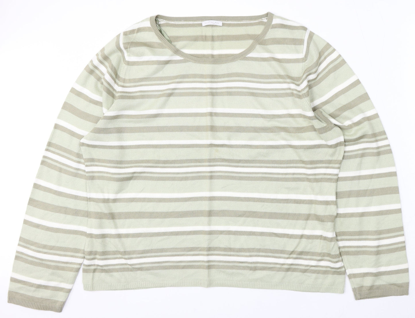 Matalan Womens Multicoloured Round Neck Striped Acrylic Pullover Jumper Size 20