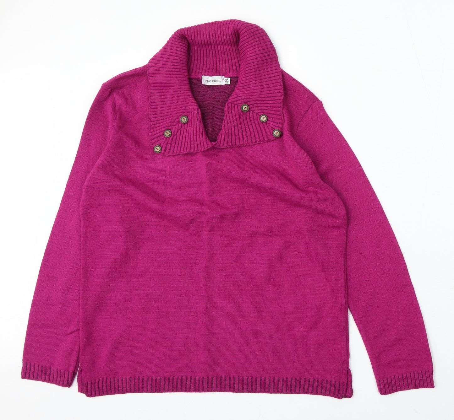 Impressions Womens Purple Roll Neck Acrylic Pullover Jumper Size M