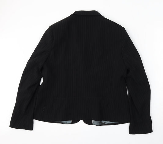 Papaya Womens Black Striped Polyester Jacket Suit Size 16