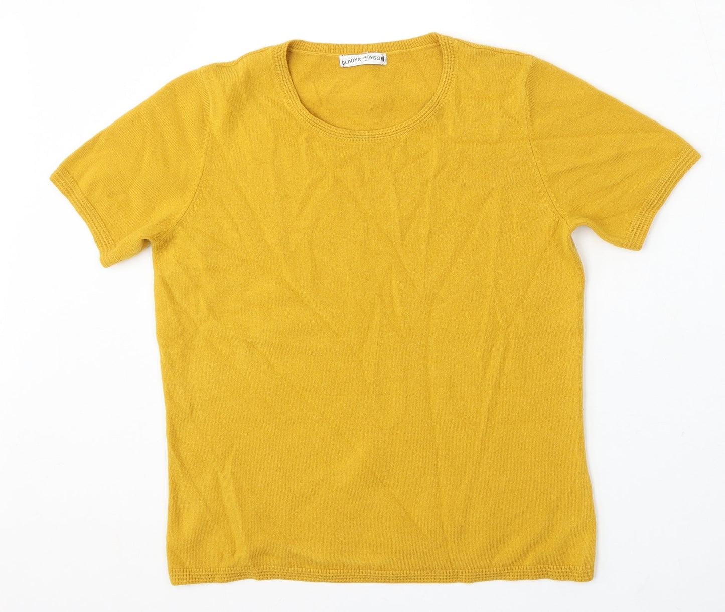 Marks and Spencer Womens Yellow Round Neck Acrylic Pullover Jumper Size 12