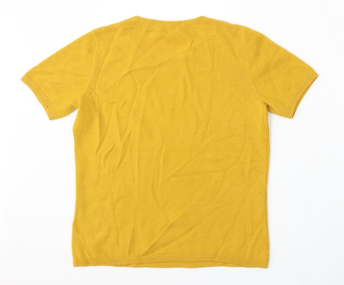 Marks and Spencer Womens Yellow Round Neck Acrylic Pullover Jumper Size 12