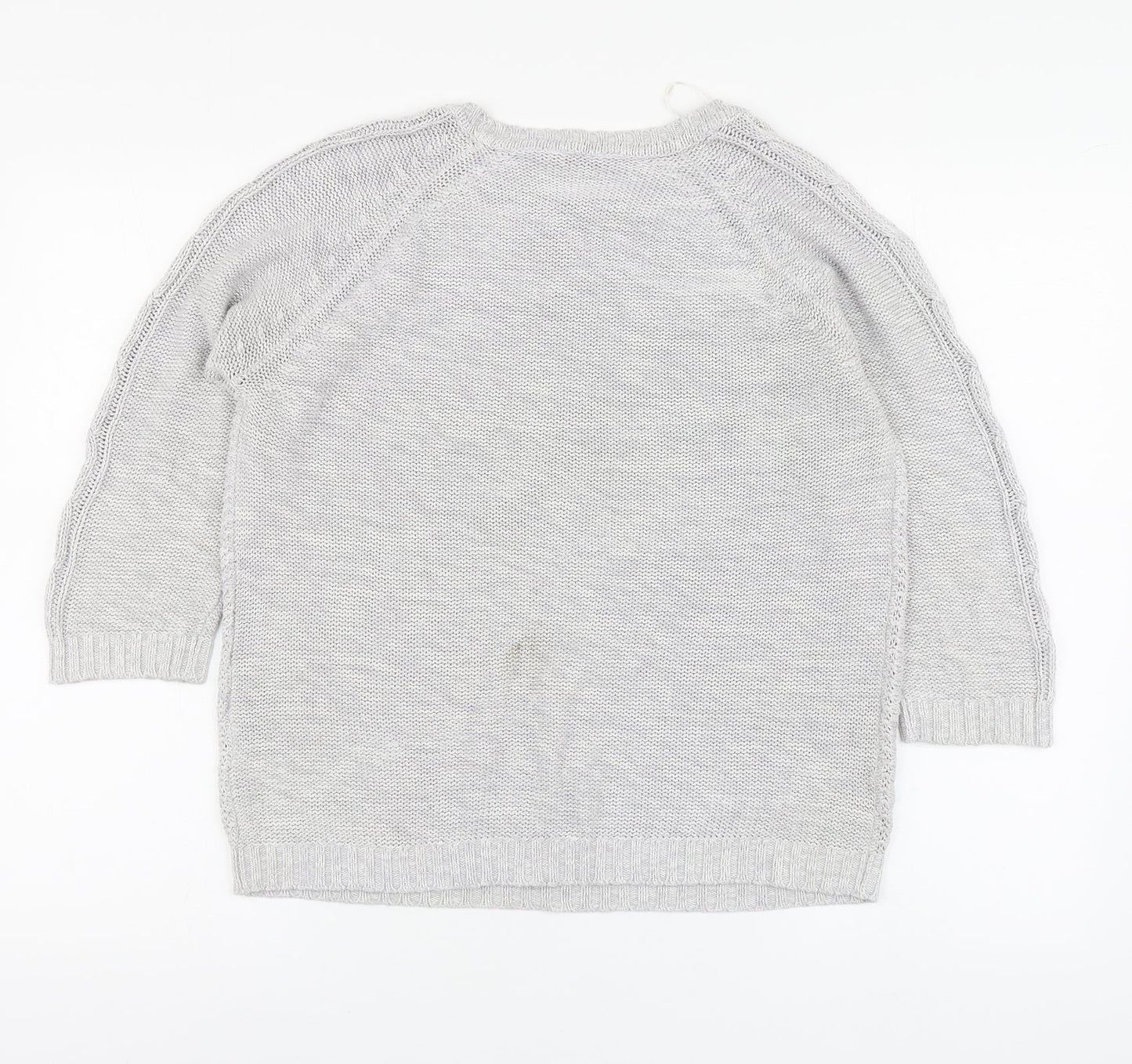 BHS Womens Grey Round Neck Acrylic Pullover Jumper Size 12